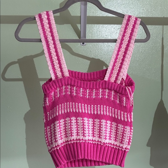 Lush Fuchsia and Cream Striped Tank Top - Picture 3 of 4